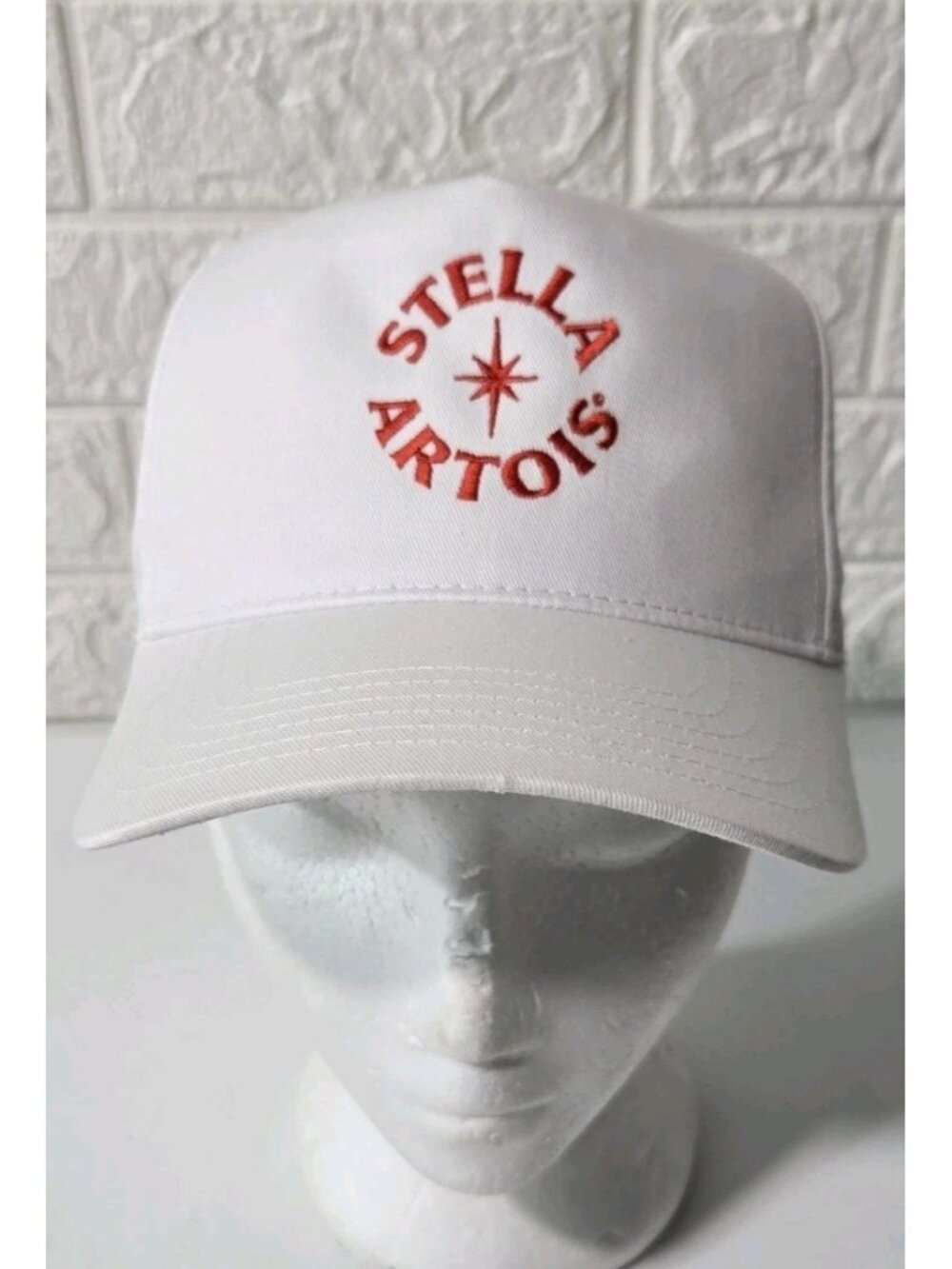 Stella Artois Woodbine Racetrack Logo Snapback Cap Hat White w/ Red Embroidered